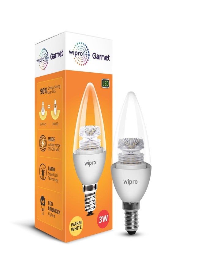 ويبرو مصباح LED شفاف من ويبرو جارنيت، 3 واط، قاعدة E14 | أبيض دافئ (2700 كلفن) | عبوة من قطعة واحدة | عدسات شفافة لتأثير متلألئ | مصباح LED فتيل للمنزل، المكتب، الثريا، غطاء المصباح الزخرفي - Image 1